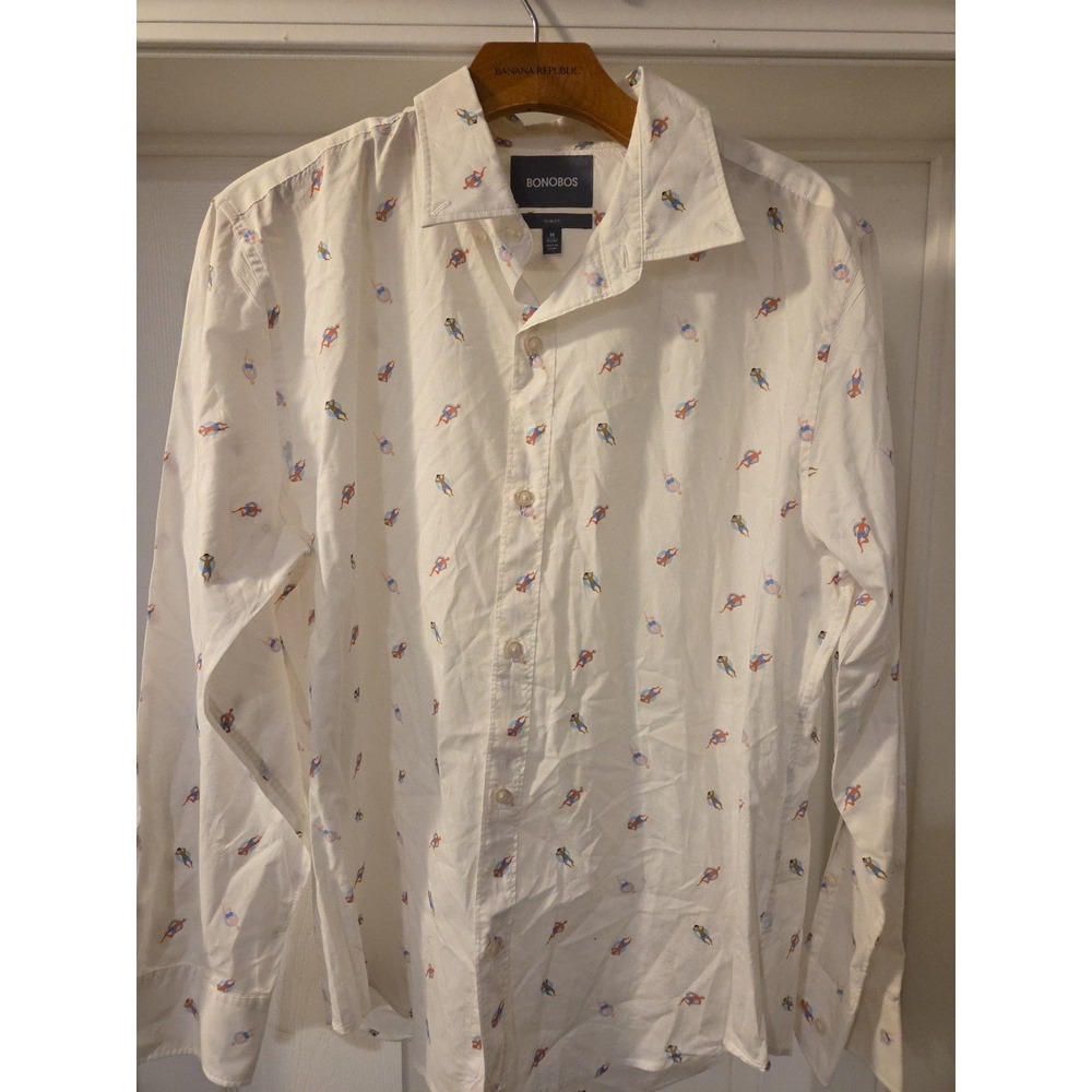 Bonobos Shirt Mens Medium Men Tubing Print Button Up Casual Preppy Long Sleeve